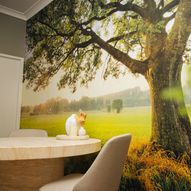 Beautiful, comforting serene space for farewell, tribute or ceremony. Special landscape display mural invoking memories of special walks and the outdoors.