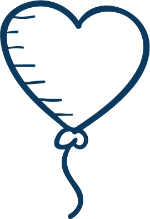 A hand-drawn blue icon of a heart-shaped balloon with a string, symbolising remembrance, release, or a tribute to a loved one.
